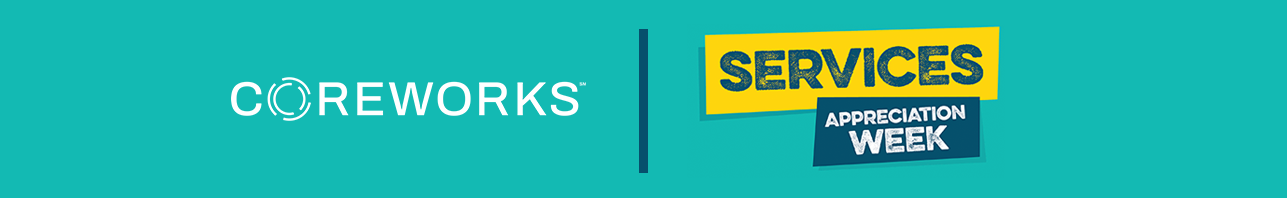 Coreworks logo and Services Appreciation Week logo